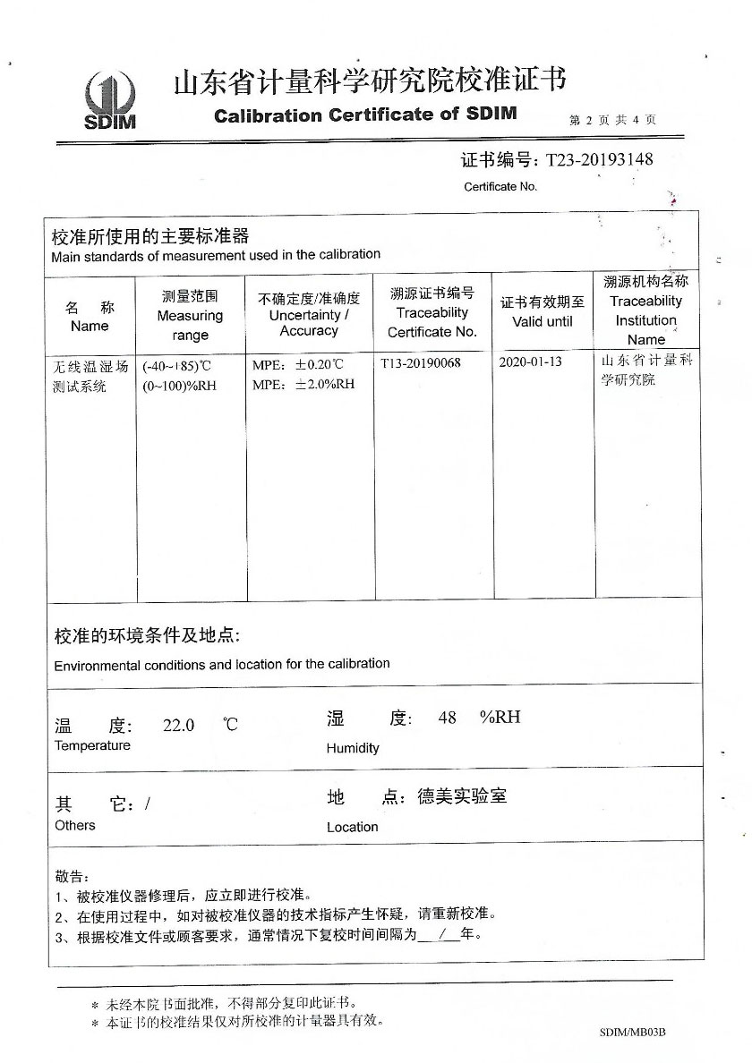 Temperature and Humidity Standard Box